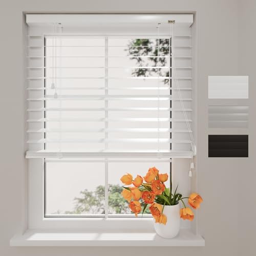 Radeco® Aluminium Jalousie Innen Weiß 140 x 180 cm (BxH), 50mm Matte Aluminium lamellen, Breiten von 60 bis 240 cm