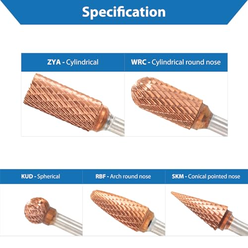 TJR® ULTRA Co Hartmetall-Frässtift-Set, 6mm Schaft, 5 Stück, rotierende Raspel-Feile für Stahl, Edelstahl, gehärtete Materialien, Aluminium, Holz, Schleifen, Portieren, Entgraten, Gravieren