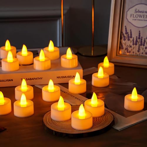 Image of FLYNGO 24 Pcs LED Tea Light Candles, Flameless, Smokeless Acrylic Diyas for Navratri Decoration, Home Decor, Diwali, Deepawali, Festival Gifting
