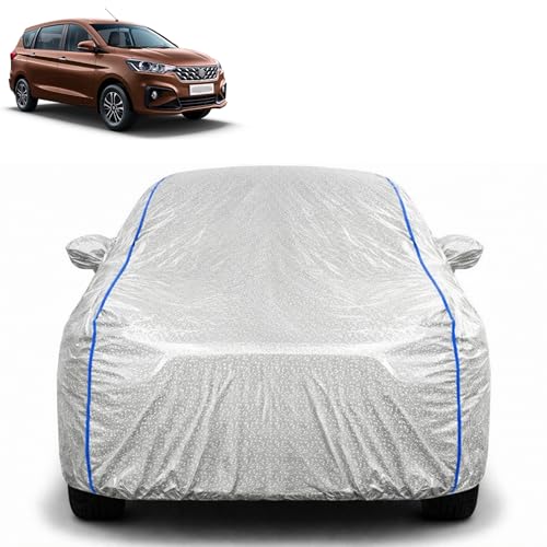 Image of Waterproof Car Cover for Maruti Suzuki New Ertiga | All Weather Protection | UV Resistant & Dustproof | Soft Cotton Lining to Prevent Scratches | Triple Stitched with Mirror Pockets & Elastic Hem