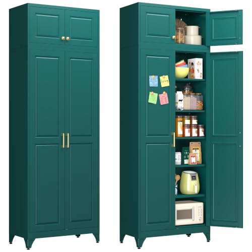 Image of Polup 90 inch Pantry Cabinet, Tall Metal Storage Cabinet with Doors and Shelves