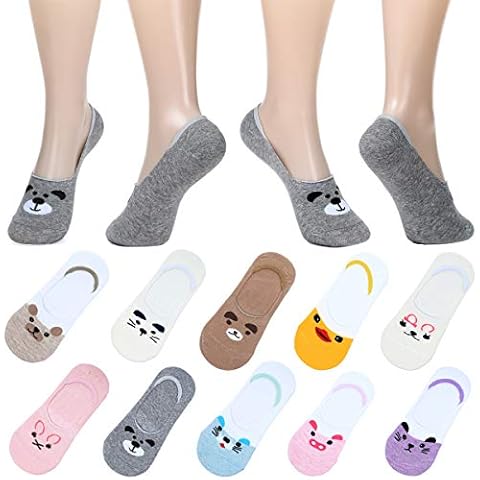 RYI 10-pack Women Cute No Show Liner Socks for Flats Slip on Shoes Invisible Hidden Low Profile for Boat Shoe Cover