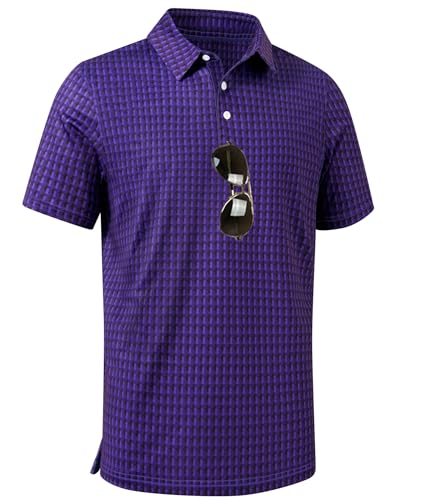 Image of ZITY Men's Golf Shirts Short Sleeve Print Patterns Casual Collared Polo