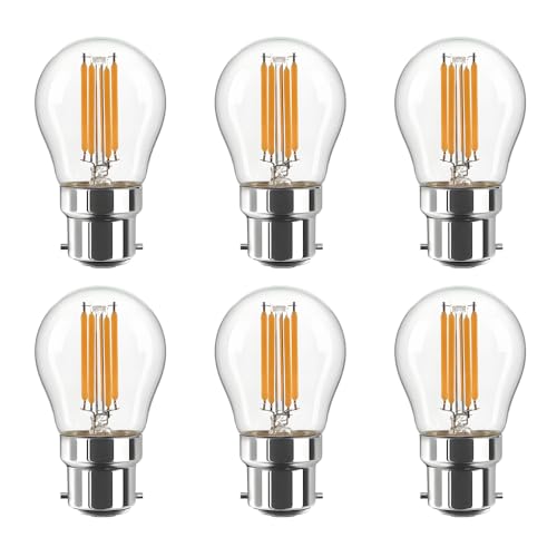 Jiotouhu 4W Bombilla LED de filamento con casquillo G45 B22, 2700K Blanco cálido, 400Lm, bombilla vintage, no regulable, lote de 6