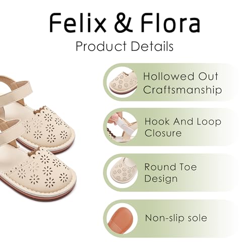 Image of Felix & Flora Toddler Girls Sandals Soft Rubber Princess Flat Shoes Flower Girl Shoes