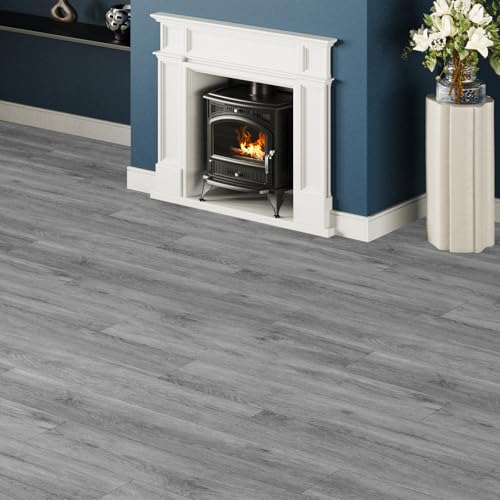 GreenFullHouse Selbstklebende Bodenfliesen Vinyl-Bodenfliesen Holzoptik zum Abziehen und Aufkleben, 2,0 mm 36 Dielen kratzfest, für Wohnzimmer Flur Büro Bodendielen (5,02m², Dunkelgrau)