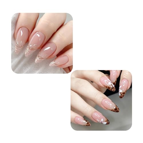 Image of 48 Pcs Press On Nails, 2 Boxes Fake Nails Kit, Glitter Fake Nails With Orchid Leopard Print Design, Diy Salon Style Manicure At Home For Women And Girls, Special Occasions Like Weddings