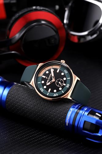 Image of Daniel Hechter Paris Auber Collection Analog Quartz Watch for Men with Round Gloss Dial, Small Seconds Sub-Dial & Silicone Strap