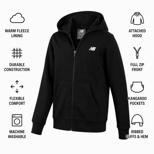 Image of New Balance Boys Zip Up Warm Fleece Hoodie Sweatshirt, Activewear 8-20