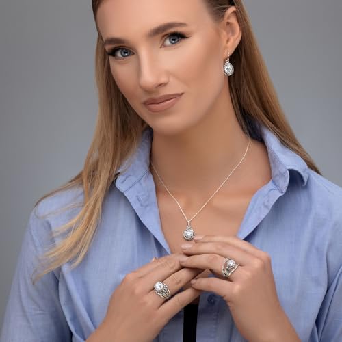 JEAN RACHEL JEWELRY 925 Sterling Silver Necklace for Women - Wire Wrap with Bezel Set Cubic Zirconia Vintage Design - Hypoallergenic, Lead & Nickel Free - Artisan Handcrafted Statement Necklace4