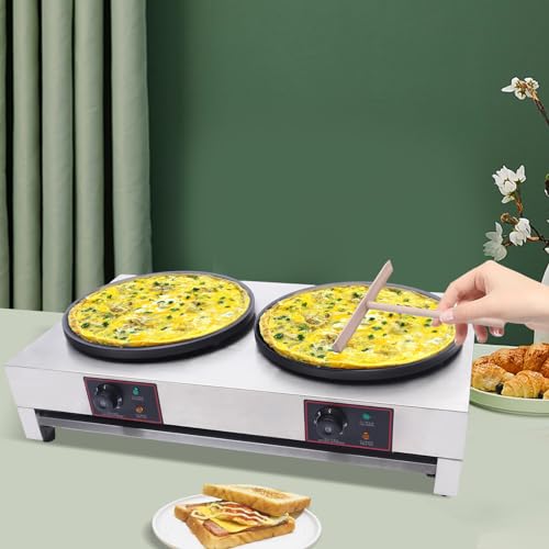 Crepe Maker Machine, 110V Non-Stick Electric Crepe Pan, Commercial Crepe Maker Griddle Machine,Stainless Steel Breakfast Pancake Maker for Kitchen Snack Crepes, Pancakes (3400, Watts)