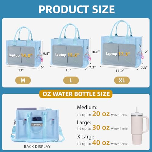 Image of BECOJADDE Structured Canvas Tote Bag for Women, Multi-Compartment Zippered Purse for Work Bible Travel