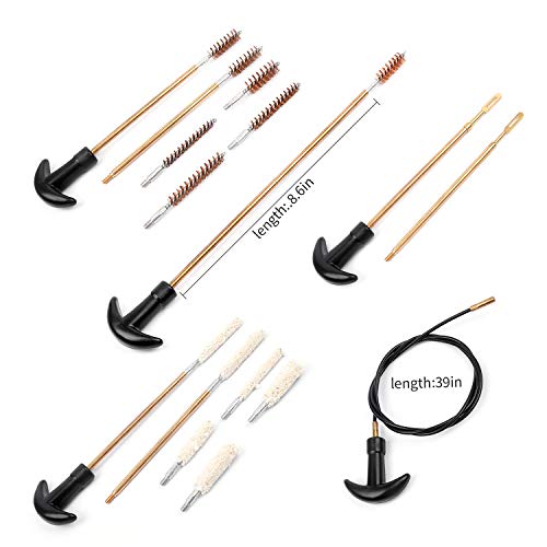 Pistol Cleaning Kit Universal Gun Cleaning Handgun Kits 9Mm.22 .357 .38/ .40 .45 Caliber With Bronze Bore Brush,Flexible Cable,Oil Applicator,Gloves,6 Inch Cotton Swabs,Cleaning Patches,Cotton Mop #TOP4