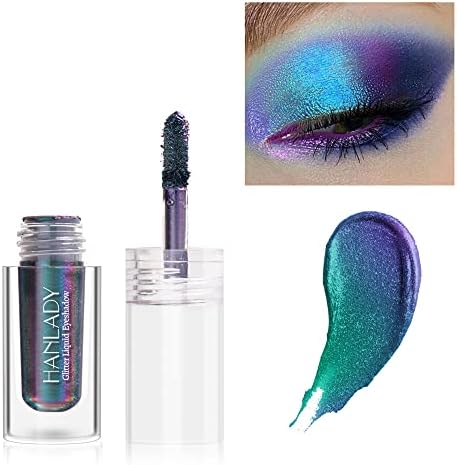 HANLADY Chameleon Eyeshadow Liquid Glitter Eye Makeup, Glitter Eyeshadow Intense Color Shifting Long Lasting with No Creasing, Quicky Dry & High Pigmented Shimmer Eye Shadow, Galaxy