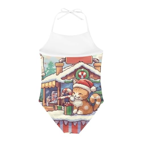 Image of Christmas Kids One-Piece Swimsuits Beach Swimwear Bathing Suit for 3-10 Years Girls