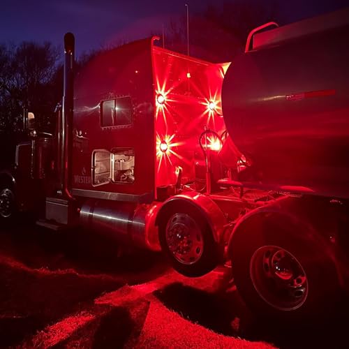 Image of 2PCS Watermelon Lights, Clear Lens LED Side Marker Turn Signal Lights, Watermelon-Shaped Side Marker Tail Top Cap Roof Lights for Trailer Truck Semi-trailer Heavy-duty Truck Bus Van (2, Red)