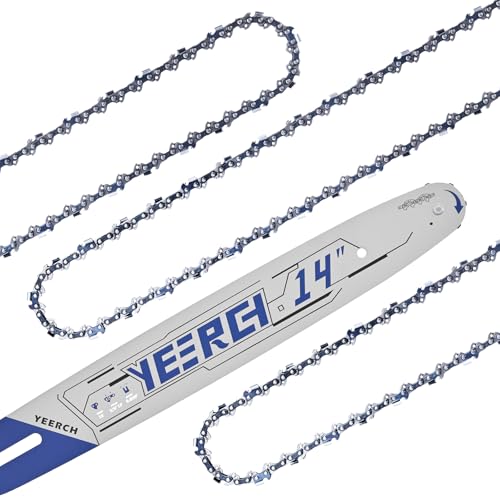 Yeerch 14 Inch Chainsaw Bar and Chain Combo - 52 Drive Links 3/8