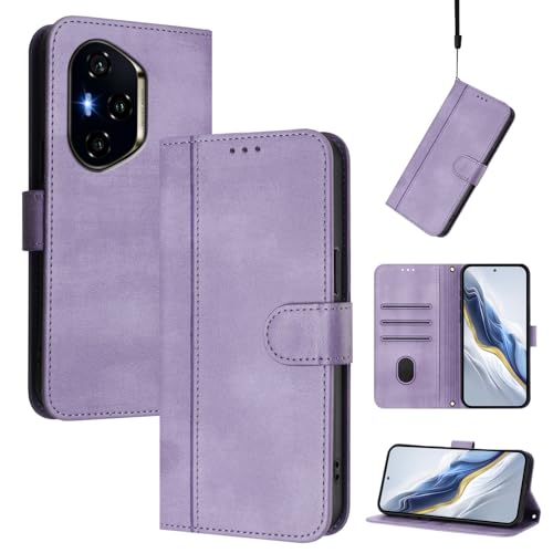 Pzwoxukhov Compatible with Honor 300 Pro Case Cover,Compatible with Honor 300 Ultra with Card Slot,Stand Holder,PU Leather flip Shockproof Case Cover Purple