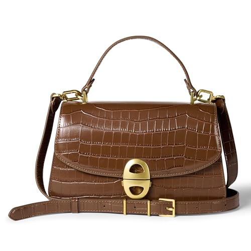 Amazon Essentials Womens Top Handle Bag Tan Faux Crocodile One Size