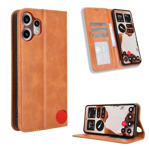 Étui Nothing CMF Phone 2 Pro antichoc portefeuille cuir marron