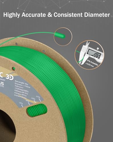 Image of DURAMIC 3D PLA+ Printer Filament 1.75mm PLA Plus Neatly 2Kg Spool(2.2lbs) | PLA Pro Tougher and Stronger, Dimensional Accuracy Probability + /- 0.02mm Green