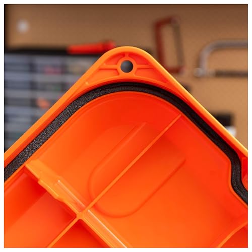 Image of IRIS USA 21 Gallon Heavy-Duty Plastic Storage Bins, Store-It-All Container Totes with Durable Lid and Secure Latching Buckles, Garage and Metal Rack Organizing, Black /Orange, 3 Pack