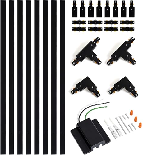 VANoopee 26FT H Track Lighting Rails with Floating Canopy Connector Black