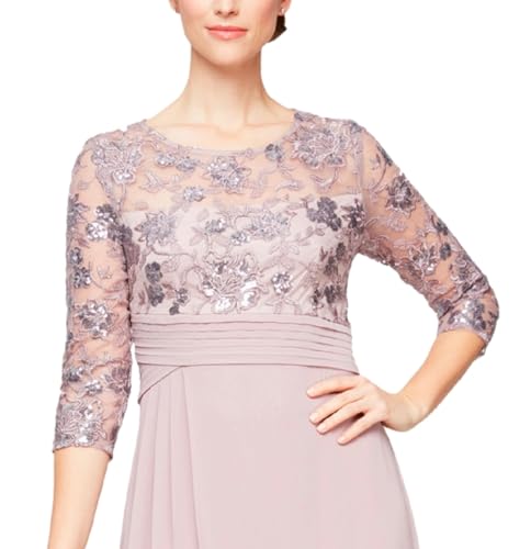 Image of Alex Evenings Womens Long Lace Top Empire Waist Dress
