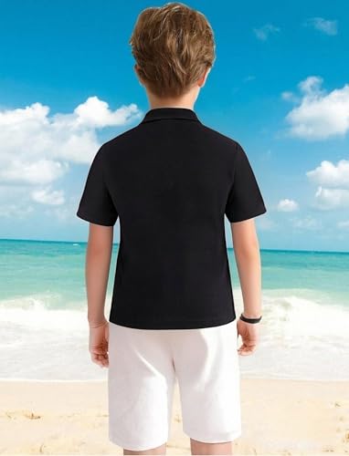 Image of Hawaiian Shirt for Boys Button Down Wrinkle Free Shirt Short Sleeve Funny Beach Casual Summer Print Top for Kids 4-15 Years