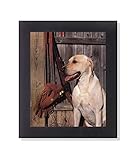 Yellow Labrador Puppy Dog with Shotgun Photo Wall Picture Framed Art Print