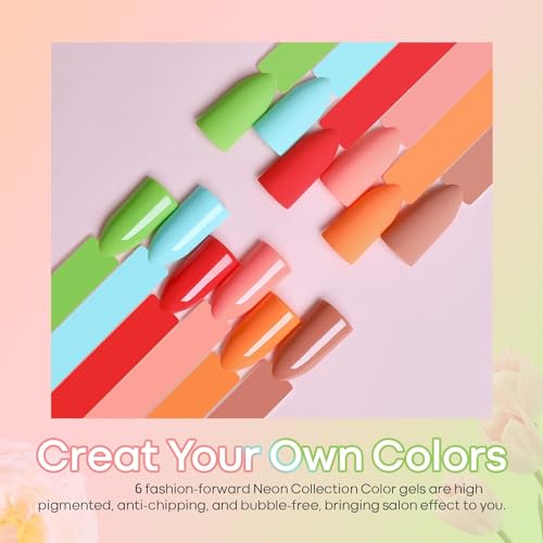 Image of DUDUSTRONG Bolt Bee Gel Glossy Finish Nail Polish Kit Gel Nail Polish Set - Summer 6 Colors Gel Polish Bright Red Mint Green Nail Polish Set For Women (A1-Vibrant (27+21+105+47+40+138)), 90 Ml