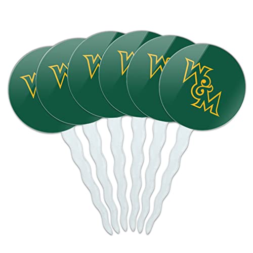 College of William & Mary プライマリーロゴ カップケーキピック トッパー デコレーション 6個セット