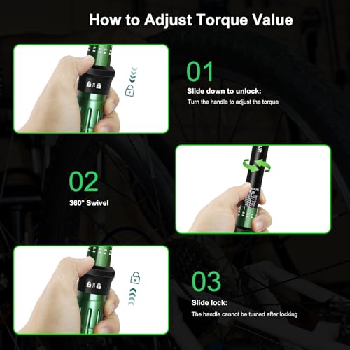 Uharbour Drehmomentschlüssel Fahrrad 1-25 Nm, 1/4 Drehmomentschlüssel Satz fur Fahrrad mit Bits und Verlängerungsstange, ±3% Fehlergenauigkeit