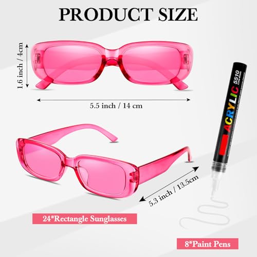 Image of Flutesan Personalized Rectangle Sunglasses with Marker Pens for Adult DIY Custom Birthday Wedding