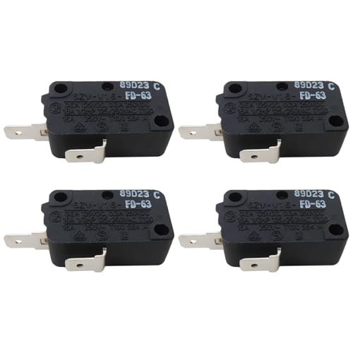 3405-001034 Interruptor de puerta de microondas para Samsung Fit para LG Fit para GE Fit para Kenmore 3405-000178, AP4044834, SZM-V16-FD-63 (normalmente abierto), paquete de 4 (2025 nuevo)