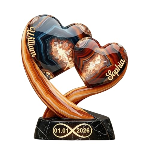 Together Forever - Personalized Two Heart Couple Plaque, Hearts Beat As One - Plaque Double Hearts Couple Gift For Boyfriend Girlfriend Husband Wife Home Decor