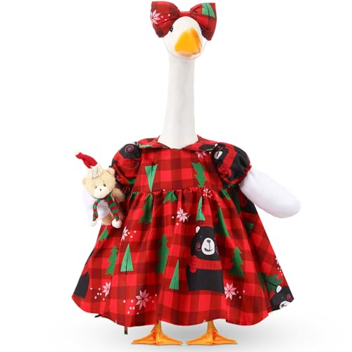 Silicherry Christmas Goose Outfit Santa Claus Lawn Porch Goose Cloths Christmas Plastic Outfit for...