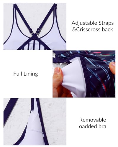 Image of Yonique Womens Tankini Top Only Athletic Swim Top Modest Tankini Swimsuit No Bottom