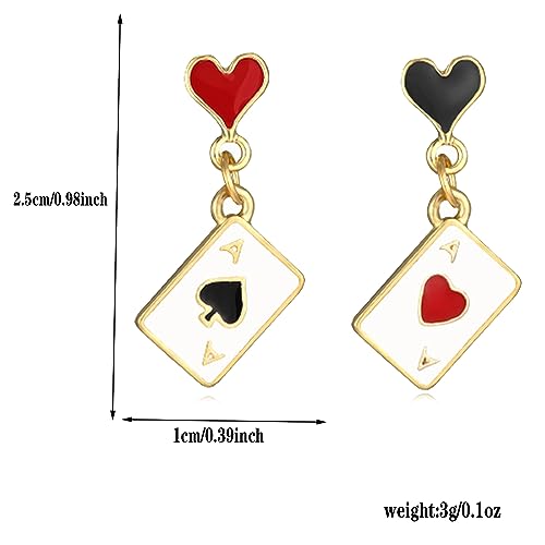 Red Heart Ace Poker Card Earrings - image 3