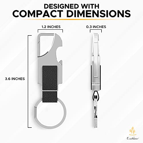 Econour Key Chain With Bottle Opener | Key Organizer Holder For Keychain | Quick Release Belt Loop Leather Key Chain | | 2 In 1 Zinc Alloy Heavy Duty Keychain Carabiner Clip For Women & Men #TOP5