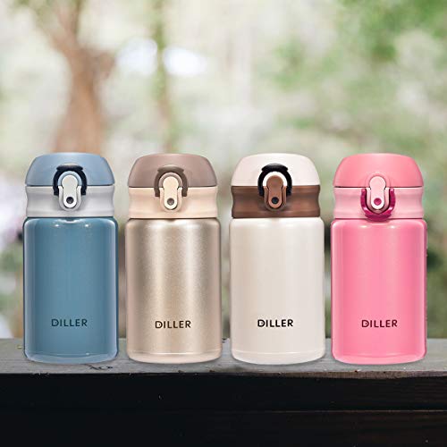 Diller Thermal Water Bottle - 10 Oz Mini Insulated Stainless Steel Bottle, Leakproof Cute Vacuum Flask, Perfect For Purse Or Kids Lunch Bag, 12 Hours Hot & 24 Hours Cold (Gold, 10 Oz) #TOP6