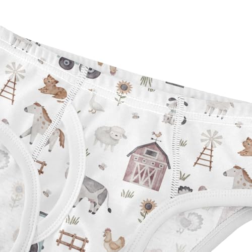 Boys' Exclusive Briefs Toddler Underwear 95% Combed Cotton Boxerbriefs 2T Farm Animal and Vehicle Pattern 334