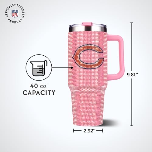 Image of The Memory Company Officially Licensed 40oz Pink Bling Game Day Tumbler, Chicago Bears