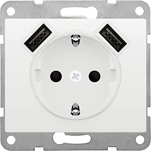 BJC Iris - Enchufe con USB doble, Blanco ,18924-USB Cover