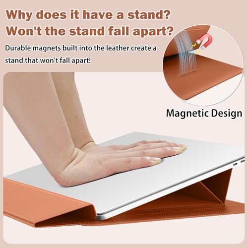 Funda portátil contra arañazos con base elevadora para MacBook Air M1 y Surface marrón 5