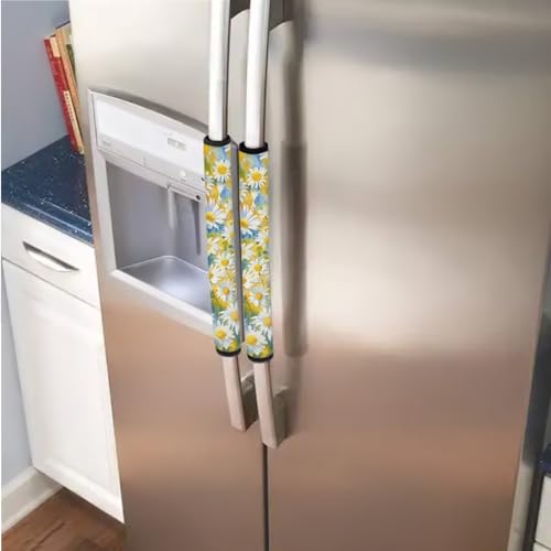 Image of Fridge Door Handle Covers Set of 6 Kitchen Electrical Appliance Decor Handles Anti-Skid Anti-Static Protector Keep Off Smudges, Stains, Fingerprints, Liquids, Daisy Yellow