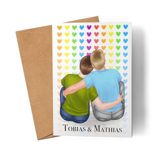 Kiddle-Design - Kiddle-Design Personalisierte LGBT Karte Valentinstag | Pride & Liebe Geschenk für schwules Pärchen | Individuell gestaltbar zum Jahrestag oder Valentinstag