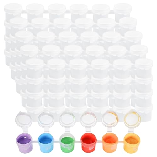 Pinsheng Vasi di Vernice Vuoti, 20 Strisce di Vernice Vuote 120 Barattoli 5ml Mini Strisce di Vernice Vuote Plastica Mini Vasi per Pittura con Coperchi per Scuole, Campi Estivi, Festival d'Arte
