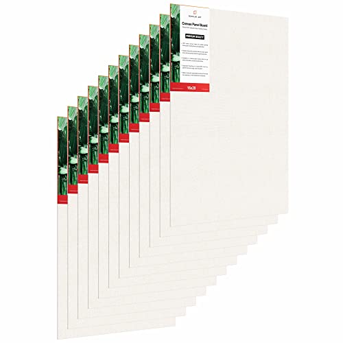 Image of Scholar Art Hobby Series 04 Oz (230 GSM) 100% Cotton Canvas Panel Board for Painting (White Blank Canvas Boards for Acrylic Paint, Oil Paint, Wet & Dry Media) | 16 inchx20 inch (40x50 cm), Pack of 12