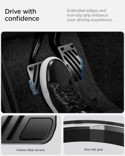 Image of Spigen Stainless Steel Performance Pedal Cover for All Model 3 /Y - Stripe